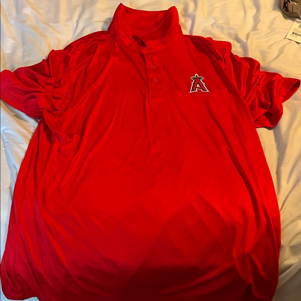 LA Angels Majestic‎ Bright Red Polo Shirt
